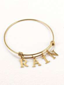1pc Custom Letter Name Bracelet, Personalized Name Up To 7 Letters, Adjustable Expandable Pendant Letters, Stainless Steel Bracelet Jewelry Gifts, And Stylish Women's Bracelets, Jewelry Women, Mother's Day Gifts For Mom, Easter Gifts, Personalized Custom Bracelets (With Small Gift Box) - Multicolor - View 7