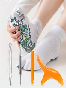 2/3 件足部按摩棒、五指袜、健康袜、带穴位图的创意袜子、穴位按摩袜、足底按摩袜和按摩棒，缓解足部疲劳、足部经络按摩棒、头发、美发工具、护发、学校、返校、旅行、旅行必需品、家居必需品、水疗、按摩工具、按摩、按摩器、水疗 - 綠色 - 查看 6