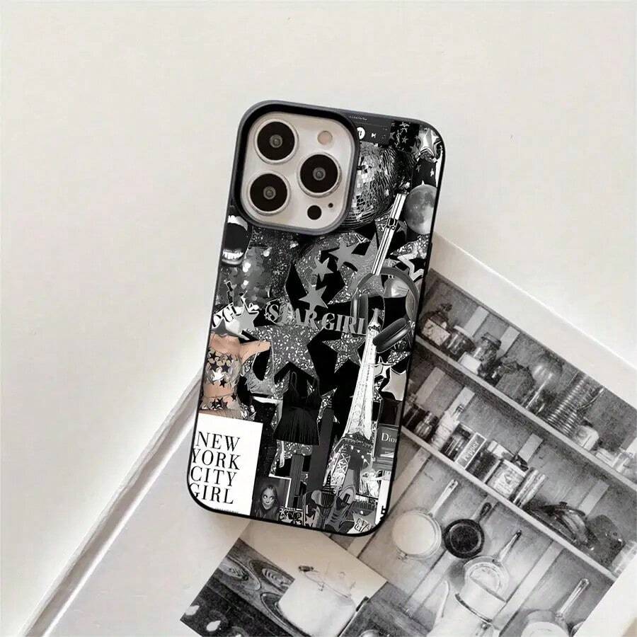 Fundas protectoras con diseño de cinco puntas y orificios grandes. Compatibles con phone 16 Pro, 15 Pro, 14, 14 Plus, 14 Pro, 13, 13 Pro, 12 Pro y 11 Pro. Perfectas para cumpleaños y celebraciones. - Negro - Ver 1