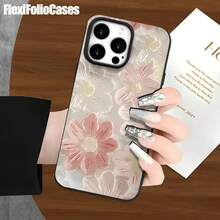 Funda protectora para phone con diseño tridimensional de flores al óleo, con orificios grandes, compatible con phone 16 Pro Max, 16, 15 Pro, 14, 14 Plus/14 Pro Max, 13, 13 Pro, 12 Pro, 11/11 Pro. Ideal para regalar en cumpleaños y otras festividades. - Negro - Ver 3