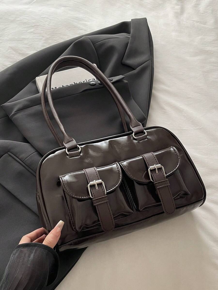 1 chiếc túi tote cổ điển tối giản có khóa kéo, trang trí bằng các ngăn nhỏ, hai quai xách, phù hợp cho nữ giới sử dụng hàng ngày và đi làm. - Cà phê - Xem 1