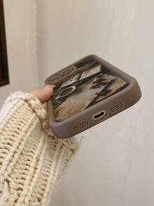 1pc Book & Coffee Pattern Thick Protective Phone Case With Camera Hole Design, Compatible With Apple 11 Pro Max/12 Pro Max/13 Pro Max/14 Pro Max/15 Pro Max/16 Plus/16 Pro Max/16E, Galaxy A55/A15/S24 Ultra/S25 Ultra, Redmi, OPPO/Realme, VIVO, Infinix, Honor, OnePlus Waterproof Shockproof Anti-Fall Scratch Resistant - Brown - View 3