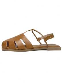 Women's Flat Sandals, Closed Toe, Comfortable, Fashionable, With Buckle Ref. 034/10 - 摩卡棕 - 查看 2