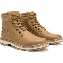 Athlefit Men's Hiking Boots Fashion Casual Chukka Work Boots Lace Up Low Heel Ankle Booties - 駝色 - 查看 4