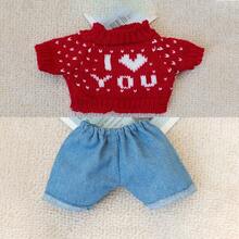 20厘米娃娃圣诞服装两件套（上衣+裤子），毛绒娃娃挂件雪花圣诞树毛衣套装，青少年娃娃万圣节圣诞派对用品娃娃（仅含娃娃衣服）