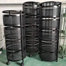 Rolling Trolley With 3/4/5 Levels, Multi-Layer Kitchen Shelf With Wheels, Serving Trolley Made Of Steel, Fold-Out Baskets, Shelf For Kitchen, Bathroom, Black - Black - View 2