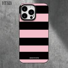 Funda protectora para phone con diseño de rayas rosas y negras (1 unidad), compatible con phone 16 Pro, 15 Pro, 14, 14 Plus, 14 Pro, 13, 13 Pro, 12 Pro y 11/11 Pro. Regalos para cumpleaños y celebraciones. - Blanco - Ver 6