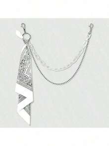 2 件嘻哈裤配饰套装：亚克力多层链条 + 方形围巾，休闲街头嘻哈风格 - 彩色 - 查看 6