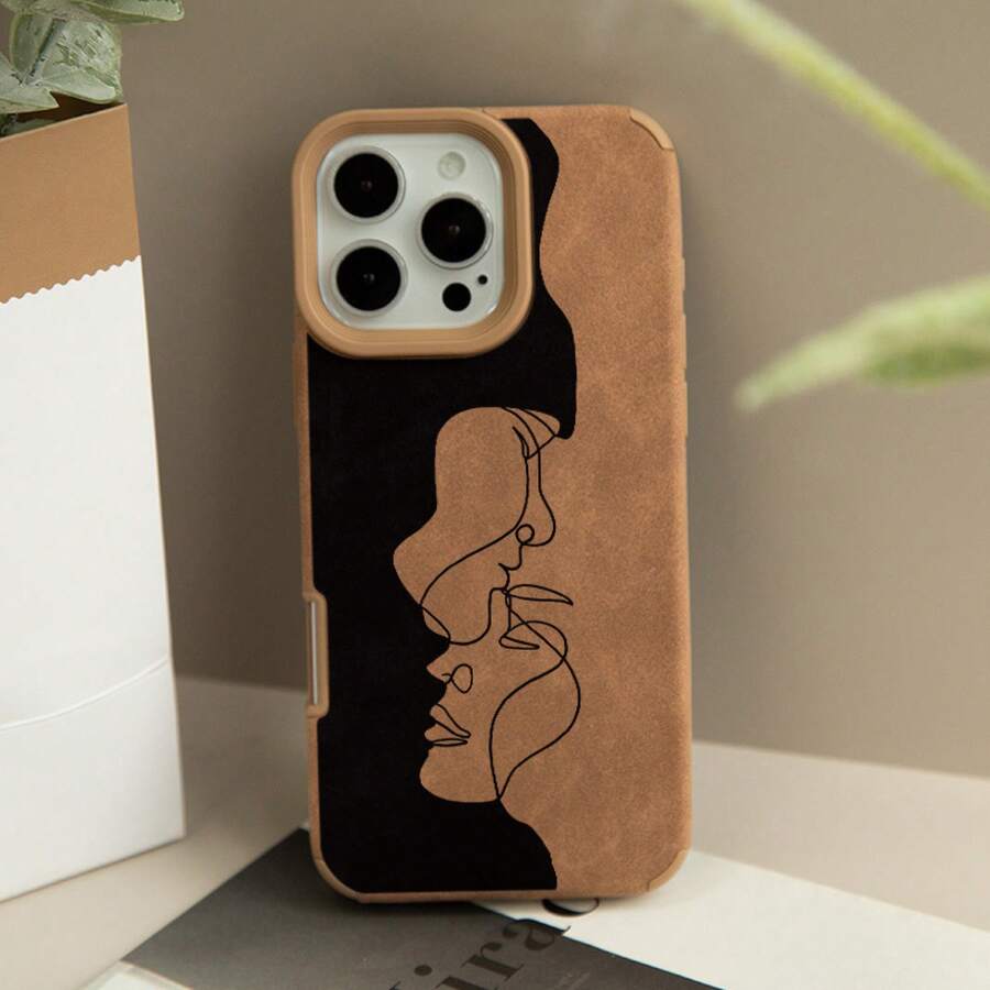 Funda para phone 14 Pro, 16 Plus, 12 y X con diseño de líneas. Compatible con phone 14 Pro, 16 Plus y 12. 11 15 13 XS. Color café. Suave y sencillo. - Colores mixtos 1 - Ver 1