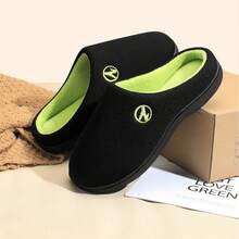Men's Two-Tone Memory Foam Slippers With Durable Rubber Sole For Indoor And Outdoor Use - Black - View 4