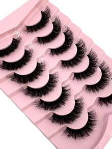 New 2Boxes/14Pairs Soft, Fluffy Natural-Looking 3D Mink Eyelashes, Russian Volume Eyelashes, Dramatic Layered Messy Mink Lashes For Smart Long Cat Eye Lifting, Full Strip Lashes Reusable For Daily And Party, Gift Idear - 黑色 - 查看 4