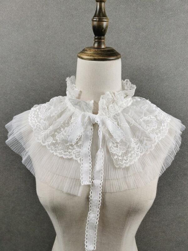 1pc Women's Elegant Embroidered Solid Color Polyester Shoulder Sweatshirt Sweatshirt, Fashion New Detachable Collar, Autumn/Winter