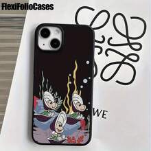 Phone 1PC Fundas protectoras y fundas protectoras de imitación con agujeros grandes con estampado de cómic marino, adecuadas para phone16promax, 16 15pro, 14 14 Plus/14 Promax, 13 13 Pro, 12Pro, 11/11 Pro Pro Series. Regalos Cumpleaños Y Fiestas - Negro - Ver 5