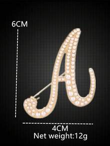 1pc 26 English Letter Pearl Brooch Pin, Fashion Versatile Clothing Anti-Slip Decoration, Scarf Clip, Shoes, Hat Accessory, Retro - Yellow Gold - View 4