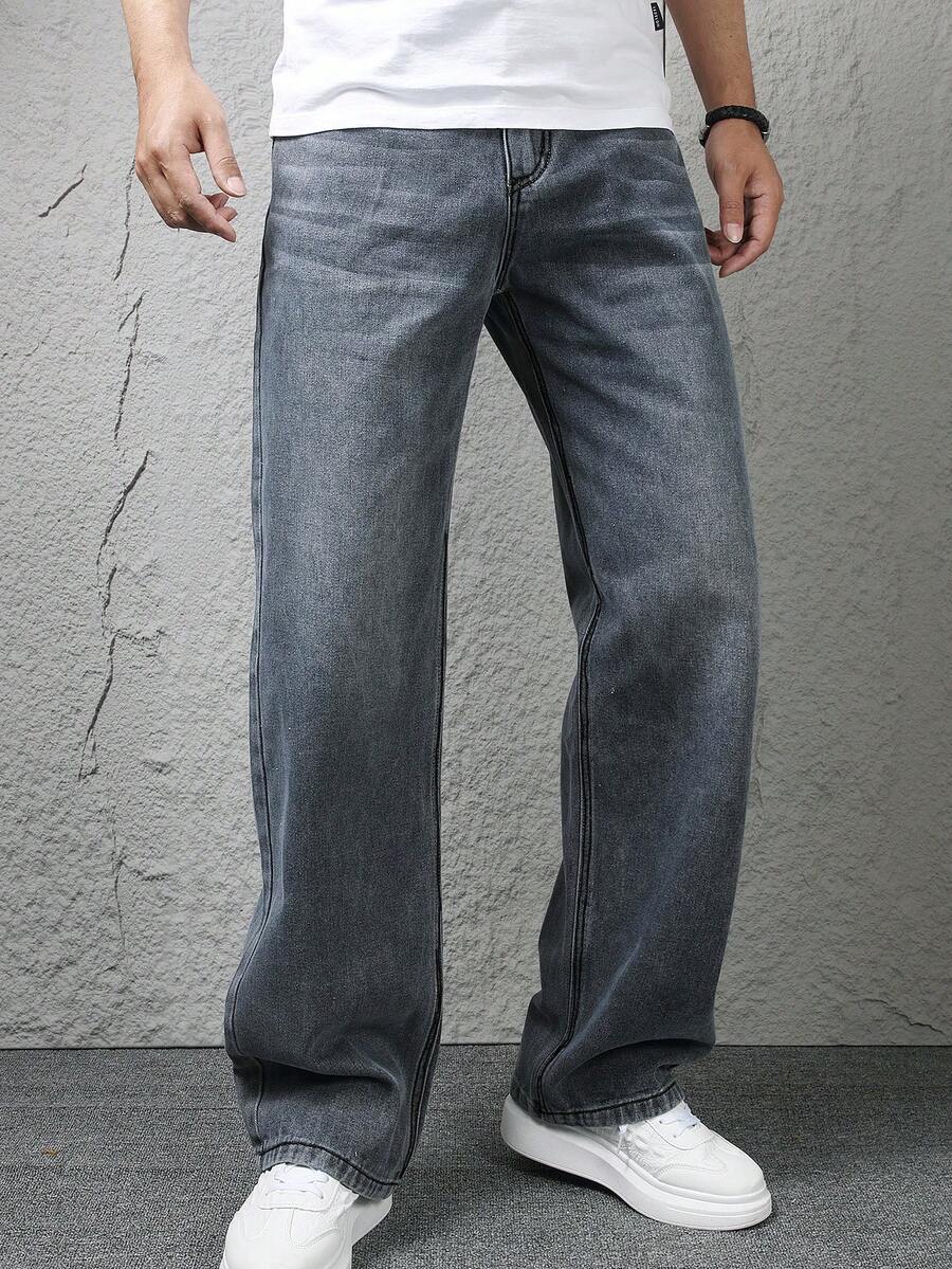 Jeans rectos de denim para niños adolescentes - Gris Oscuro - Ver 1