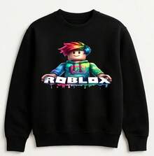 Children's Crewneck Sweatshirt With High Quality Finish - màu đen - Xem 1
