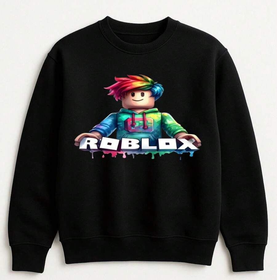 Children's Crewneck Sweatshirt With High Quality Finish - màu đen - Xem 1