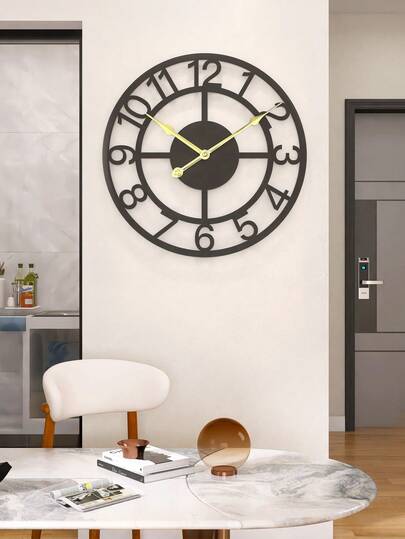 1pc Large Industrial Wand Klok Roman Numerals, Silent Indoor Non Ticking Vintage Clock, Retro Metal ative Zwart Art Battery Powered, Home, Kitchen, Cafe, Hotel, Office Home Room view 6