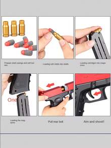 1911 Manual Soft Bullet Toy Gun For Teenagers, Includes 10 Soft Bullets And 8 Shells, Provides Shooting Learning Game, Handgun Model, Birthday Gift (This Product Has Two Options: With Text And Without Text, Randomly Shipped; Some Accessory Colors Are Randomly Shipped; The Size Is Manually Measured And May Have Deviations) - Multicolor - View 6