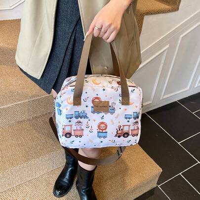 (25*20*12cm) Túi xách hoạt hình dễ thương dành cho mẹ và bé, túi vuông nhỏ cho mẹ, túi đeo vai chéo cho mẹ khi ra ngoài đựng đồ ăn trưa.