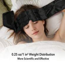 10oz Weighted Sleep Mask For Men & Women, Adjustable Pressure Eye Cover For Side Sleepers, Dual-Layer Design For Enhanced Comfort, Blackout Blindfold Ideal For Travel & Relaxation, Breathable & Light-Blocking Sleep Accessory - 黑色 - 查看 2