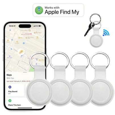 Nyckelfinnare, smart föremålsfinnare 1/2/4-pack, kompatibel med Apple Find My (endast iOS), nyckelfinnare, spårningssökare för bagage, resväska, plånböcker, väska, utbytbart batteri