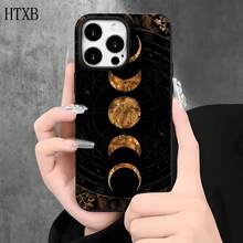 Funda protectora para phone con diseño de luna dorada (1 unidad), compatible con phone 16 Pro Max, 16, 15 Pro, 14, 14 Plus/14 Pro Max, 13, 13 Pro, 12 Pro, 11/11 Pro. Regalos para cumpleaños y festividades - Blanco - Ver 5