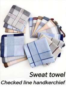 12 Packs Of 35cm Classic Men's And Women's Absorbent Plaid Handkerchiefs, Comfortable And Soft Small Square Handkerchiefs For Wiping Sweat, The Best Gift For Friends