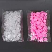 100个粉色/白色睫毛嫁接胶水杯（花形）+1个嫁接睫毛工具刻度盘，带凹槽，精美睫毛滴管水晶桌矩形鉴别器，适用于家庭或美睫店，方便携带 - 彩色 - 查看 9