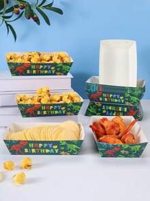 10/24pcs Dinosaur Fossil Food Boxes, Fries Boxes, Popcorn Boxes, Popcorn Boxes, Birthday Party Decor And Home Movie Night Snack Boxes, Suitable For Lunch Box, Bakery Bread, Burger Restaurant - Multicolor - View 3