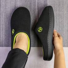 Men's Two-Tone Memory Foam Slippers With Durable Rubber Sole For Indoor And Outdoor Use - Black - View 2