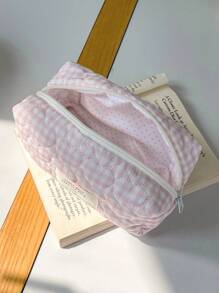 1Pc/Set Gingham Pattern Cute Makeup Bag Set Portable Travel Makeup Bag Cosmetic Bag Cosmetic Organiser Jewelry Organiser Multifunctional Storage Bag For Women Clutch With Zipper Closure For Cosmetics,Brush,Skincare,Mobile Phone,Coin,Small Items Make Up Bag Skincare Bag Home Decor Bridesmaid Gifts Mom Gifts Birthday Gifts Teacher Gifts Gift For Friends Back To School Gifts Travel Essentials Cruise Essentials Dorm Essentials