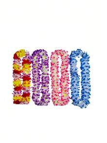 Hawaiian Flower Necklaces, Hawaiian Flower Party Decorations, Multi-Color Tropical Flower Necklaces, Hawaiian Tropical Theme Party Decorations, Tropical Hibiscus Flowers For Summer Pool Parties And Hawaiian Theme Parties, Summer Decorations, Party Decorations And Supplies, Wedding, Birthday And Beach Holiday DecorationsHawaiian Rainbow Artificial Garlands - Multicolor - View 4