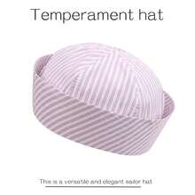 Sombrero de marinero para Cosplay a rayas, versátil, transpirable, cómodo, para puesta en escena, para hombres y mujeres - Lavanda - Ver 6
