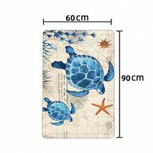 1 buc. Covoraș de podea moale din pluș cu model de broască țestoasă și fructe de mare, decor pentru casă, decor pentru baie, decor pentru bucătărie, preș, pernă confortabilă, covoraș anti-oboseală, temă oceanică, relaxare pentru picioare - Multicolor - Vizualizare 12