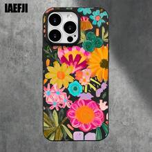 Funda protectora para phone con orificios grandes, diseño de flores. Compatible con phone 16 Pro Max, 16, 15 Pro, 14, 14 Plus/14 Pro Max, 13, 13 Pro, 12 Pro y 11/11 Pro. Regalos para cumpleaños y festivales - Negro - Ver 4
