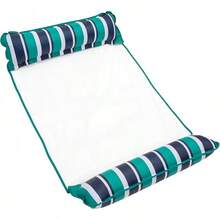 TendenciaAqua Original 4-en-1 Flotador de Piscina y Hamaca de Agua Monterey – Multiusos, Flotadores Inflables para Adultos – Material de PVC Grueso y Antiadherente Patentado, Azul Marino de Calidad Premium - Hamaca XL a rayas azulada/azul marino - Ver 12