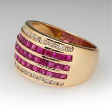 Women's Classic Marquise Synthetic Red Ring, Jewelry Wedding Band - Gold - View 7