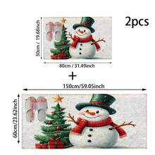 1 pièce Tapis de porte anti-dérapant avec motif bonhomme de neige de Noël, tapis de porte en fibre super anti-dérapant, convient pour la décoration de fête de Noël, la cuisine, la salle de bain, la salle à manger, la chambre à coucher, peut être offert en cadeau de Noël