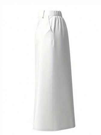 大码女式纯色口袋长款休闲裙