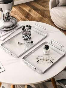 1件/3件棕色木制长方形和圆形托盘，家用甜点盘，酒店餐厅咖啡盘，茶盘，水果，寿司，牛排，面包，小吃木质展示盘，透明纹理杯碟 - 黑色 - 查看 9