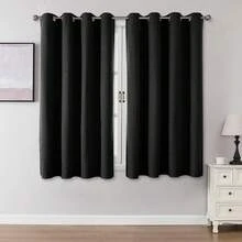 1pc/2pcs Linen-Like Blackout Curtains, Available In Multiple Sizes For Bedroom, Living Room, Home Theater, Dining Room, With Eyelets - Black - View 35
