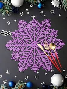 1/4/6 件圣诞雪花系列餐垫，圣诞雪花餐桌装饰垫，适合圣诞派对餐桌，彩色雪花餐垫 - 彩色 - 查看 12