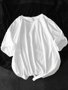 Manfinity Homme Camiseta de manga corta de verano casual con cuello redondo y estampado de letras para hombre - Blanco - Ver 2