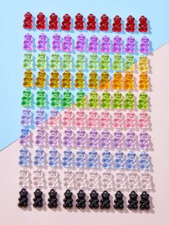 10/50/80/100/200件/套随机多色亚克力小熊DIY项链和手链配件