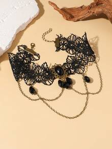 1 件复古哥特式蕾丝臂链，泪珠流苏多层手链链适合女性日常穿着、舞会派对装扮 - 臂鏈 - 查看 9