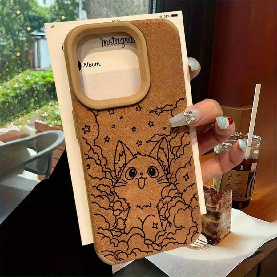 Funda tipo libro para phone (1 unidad), diseño romántico y adorable, de piel sintética mate, con tapa, protección completa, gruesa y resistente a golpes. Diseño unisex. Compatible con phone 16/16 Pro/16 Plus/15/15 Plus/15 Pro/15 Pro/14/14 Plus/14 Pro/14 Pro/13 Pro/12/12 Plus. - Marrón - Ver 1