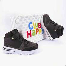 Club Happy Calcados Tênis Cano Alto Infantil Feminino Preto Casual Escolar Confortável Teen - Preto - Visão 10