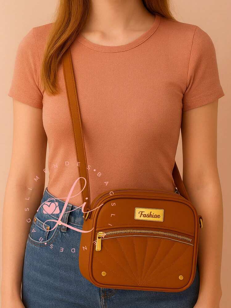 Women's Crossbody Bag With Fashion Embroidery, Modern Design - 乾枯玫瑰色 - 查看 4