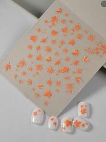 1 件秋冬新款 5D 浮雕指甲贴纸，松果和饼干设计，可爱卡通美甲贴花，3D 逼真手绘指甲贴纸，用于指甲装饰 - 彩色 - 查看 1